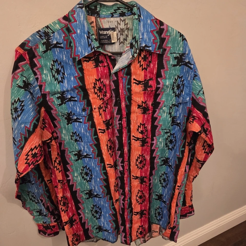 Vintage Wrangler Men's Brushpopper  Southwestern Aztec
